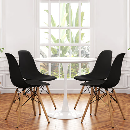 Tulip 36" Round Wood Dining Table Set, Black