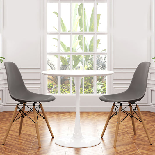 Tulip 36" Round Wood Dining Table Set, Gray