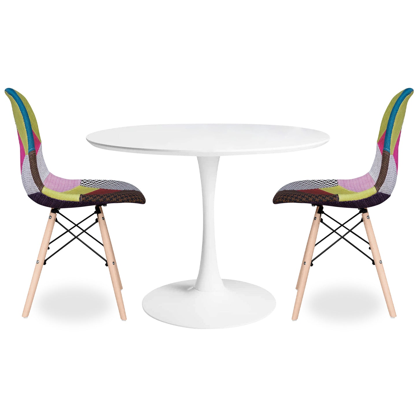 Tulip 36" Round Wood Dining Table Set, Multi