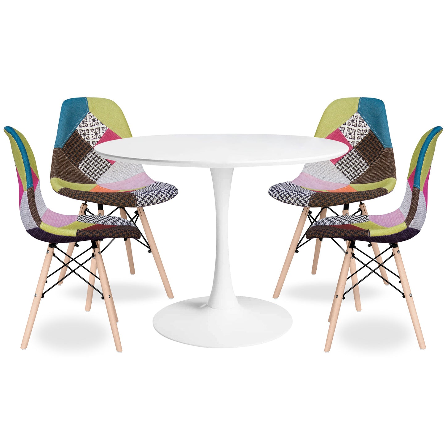 Tulip 36" Round Wood Dining Table Set, Multi