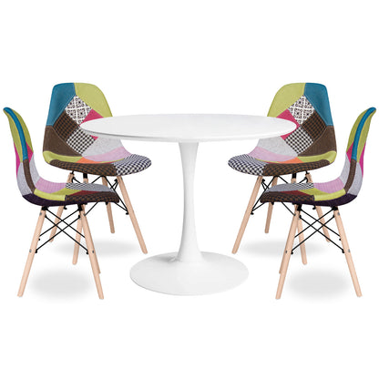 Tulip 36" Round Wood Dining Table Set, Multi