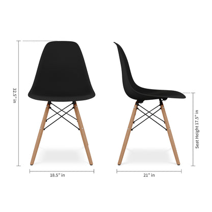 Tulip 42" Fiberglass Dining Table & Wood Leg Chairs Set, Black