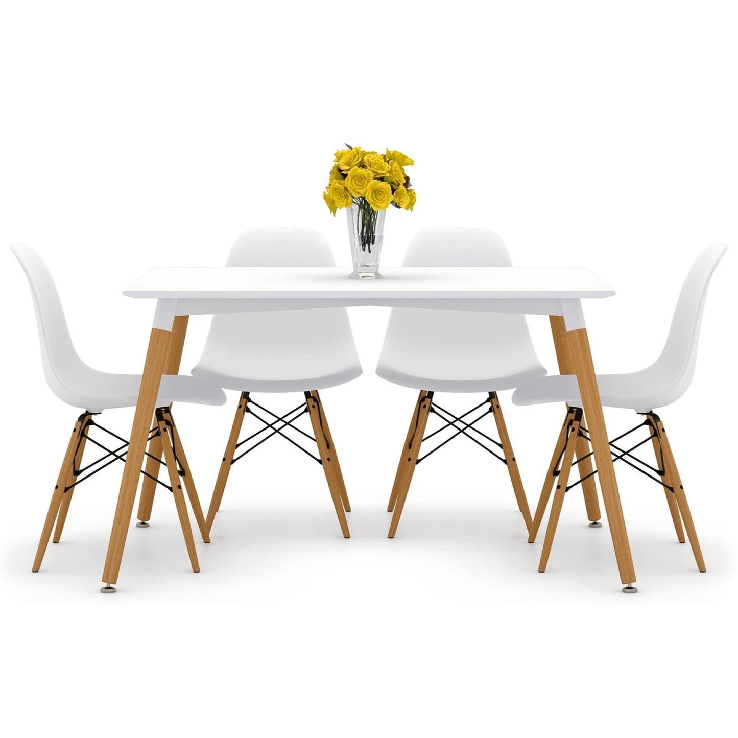 Vincent White Dining Set, Eiffel Chairs