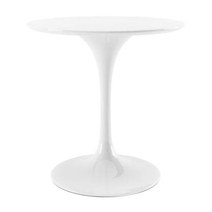 Tulip 32" Fiberglass Dining Table & Wood Leg Chairs Set, White