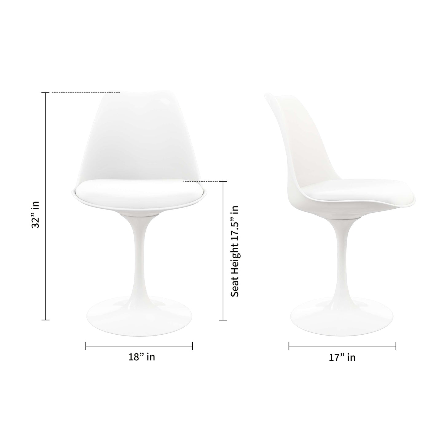 Tulip 32" Marble Dining Table & Chairs Set, White