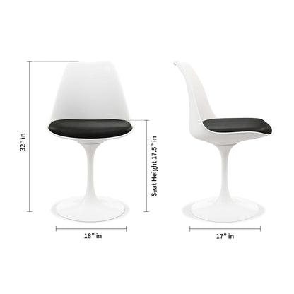 Tulip 32" Marble Dining Table & Chairs Set, Black