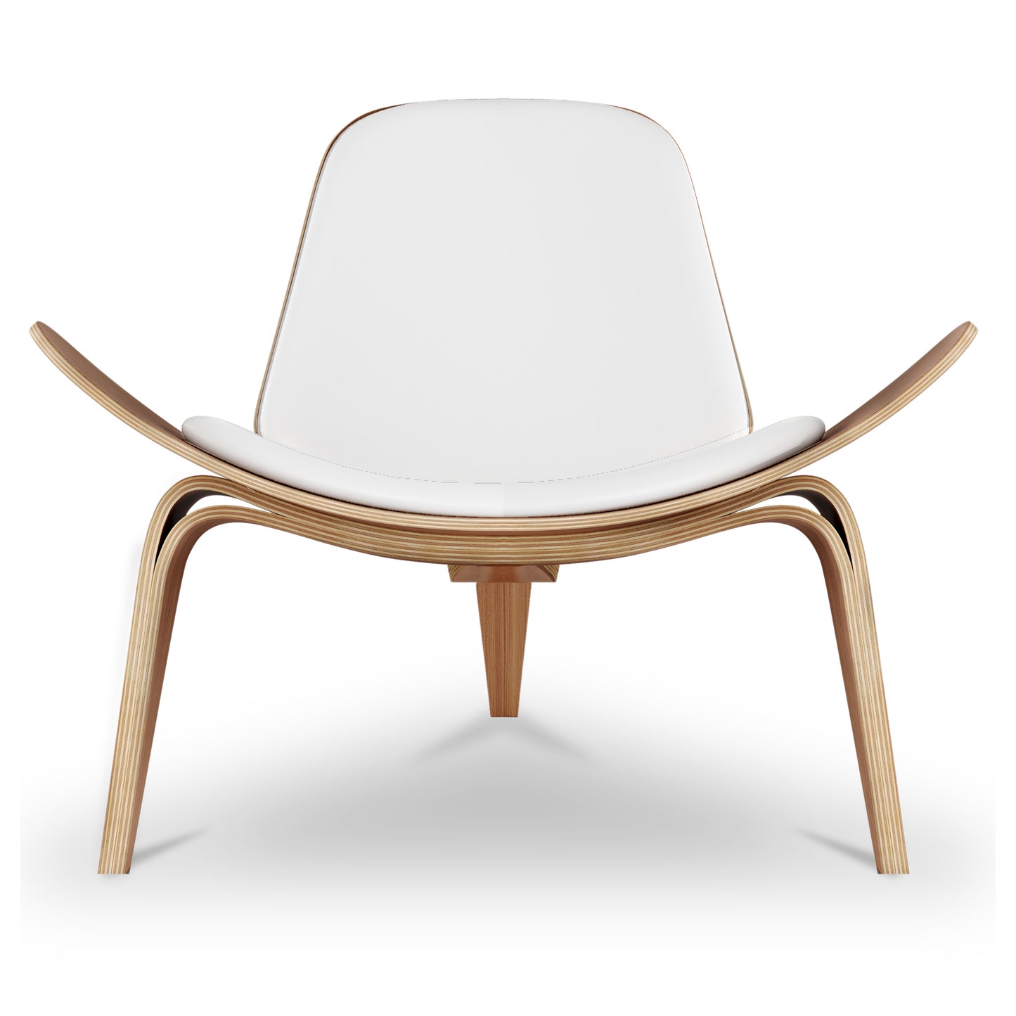 Arch Shell Chair, White Italian Leather