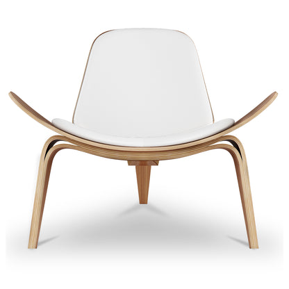 Arch Shell Chair, White Italian Leather
