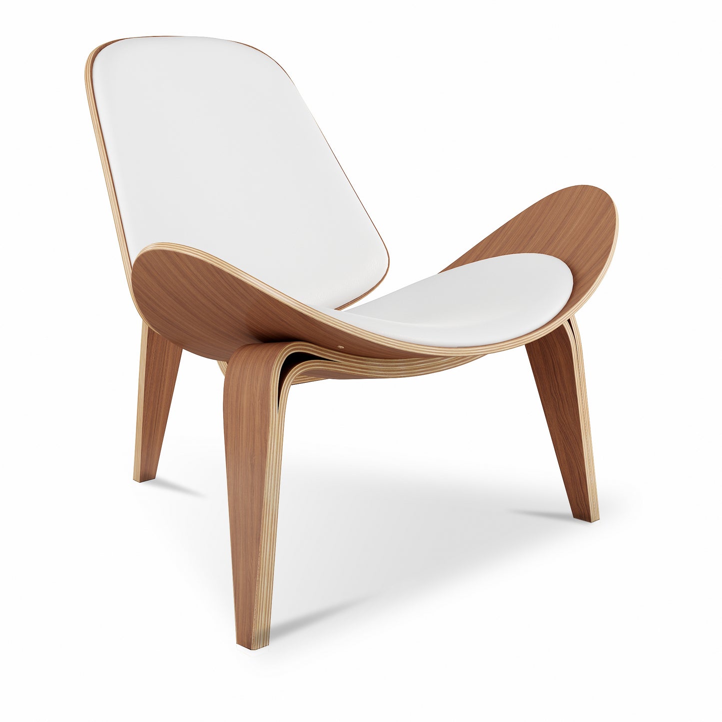 Arch Shell Chair, White Italian Leather