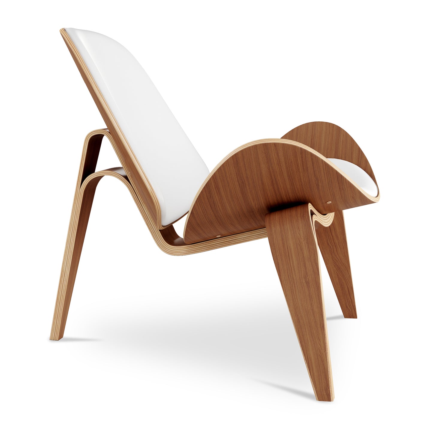 Arch Shell Chair, White Italian Leather