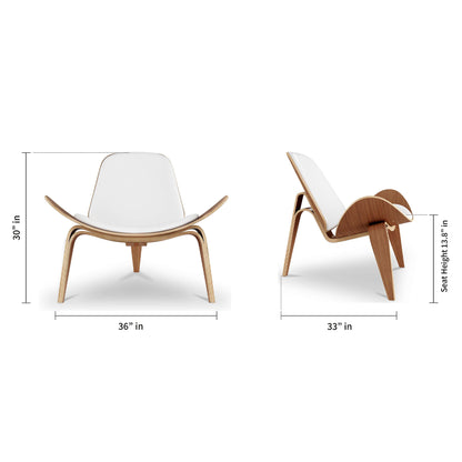 Arch Shell Chair, White Italian Leather