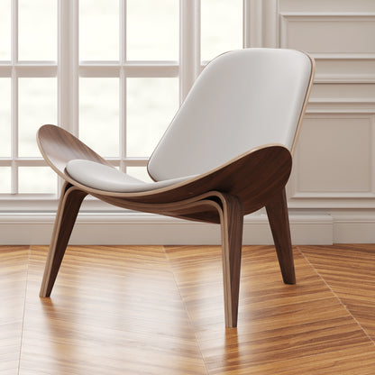 Arch Shell Chair, White Italian Leather
