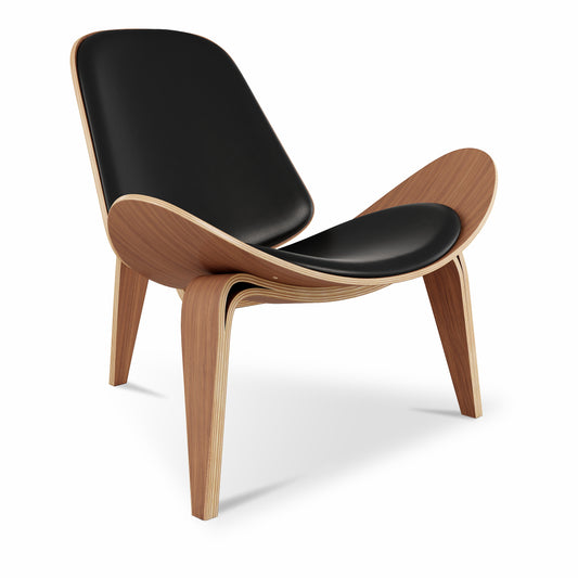 Arch Shell Chair, Black Faux Leather