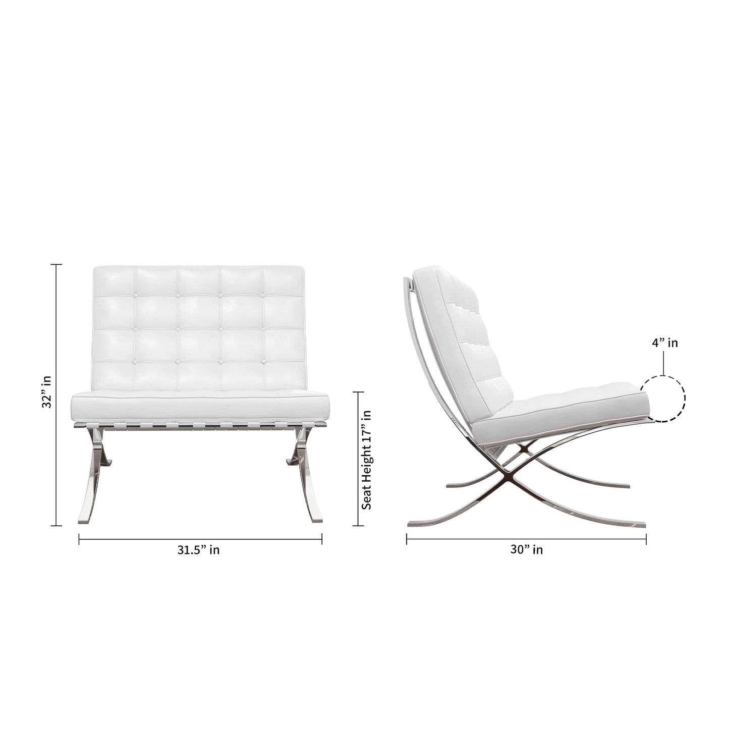 Pavilion Chair, White Leather