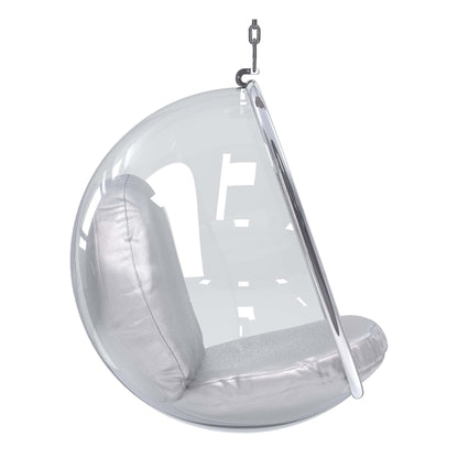 Hanging Bubble Chair, Silver Cushions