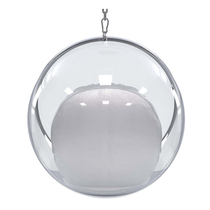 Hanging Bubble Chair, Silver Cushions