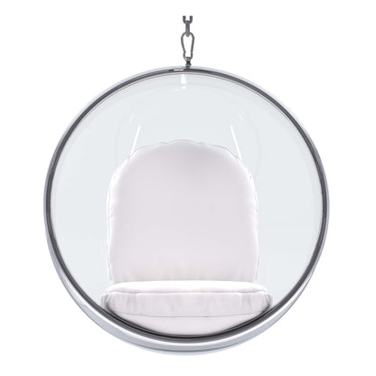 Hanging Bubble Chair, White Cushions