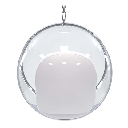 Hanging Bubble Chair, White Cushions