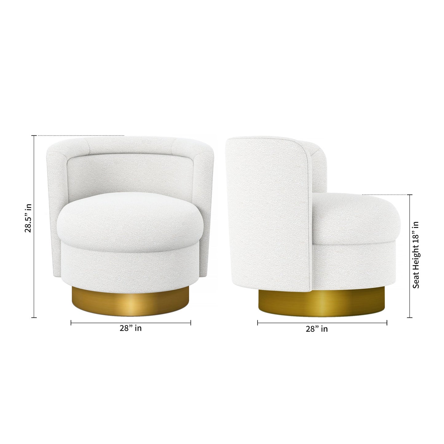 Aspen Swivel Chair, White Boucle