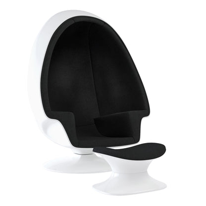 Alpha Egg Chair & Ottoman, Black