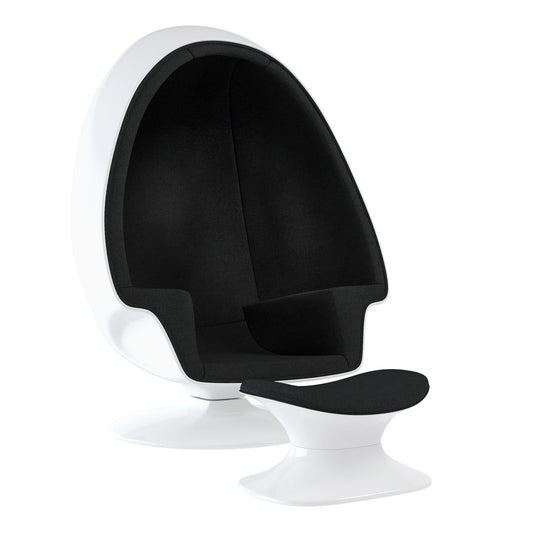 Alpha Egg Chair & Ottoman, Black