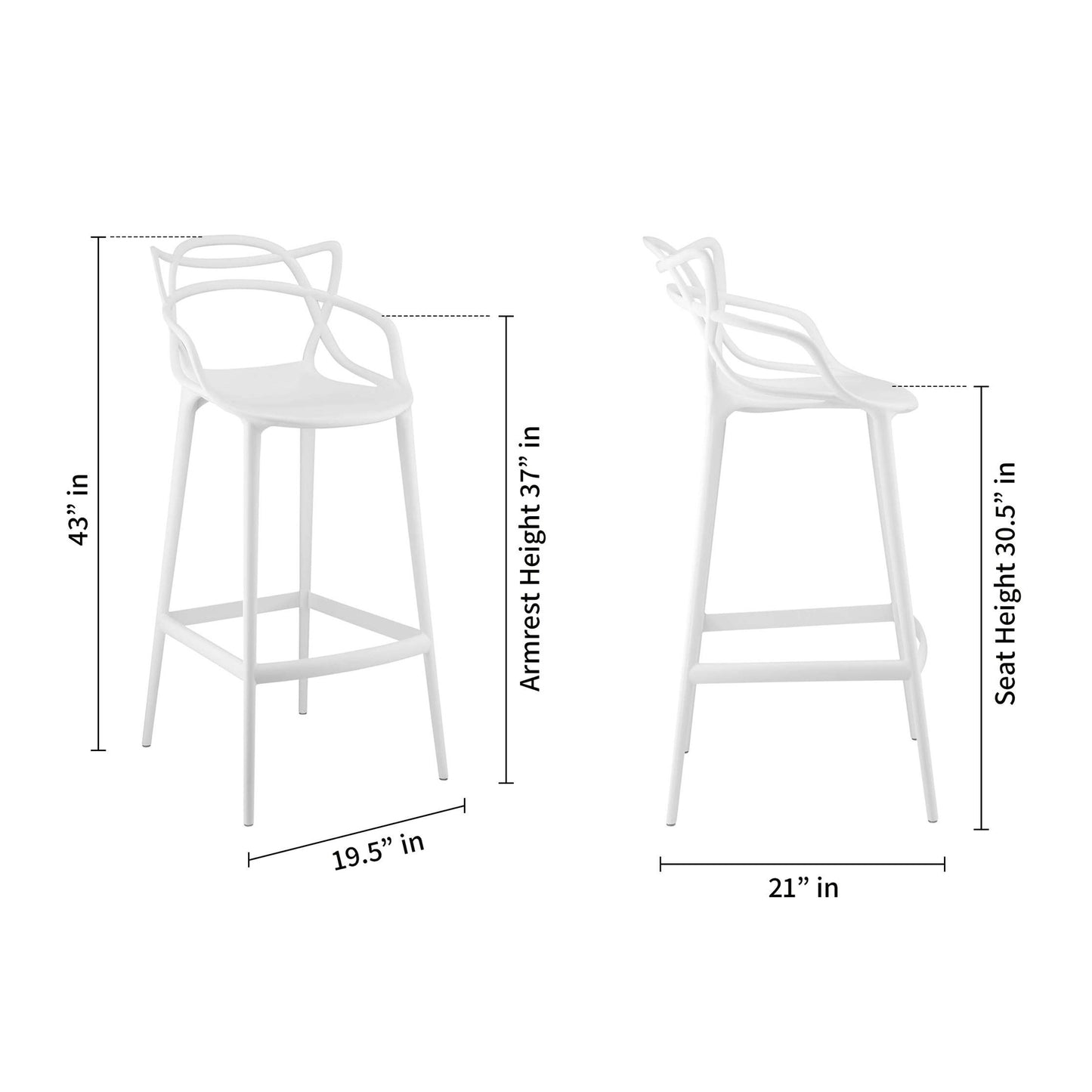 Masters Bar Stool, White