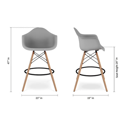 Eiffel Counter Stool With Arms, Gray