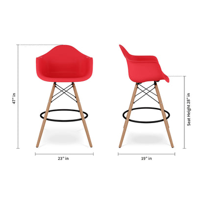Eiffel Counter Stool With Arms, Red