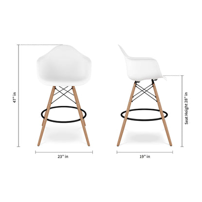 Eiffel Counter Stool With Arms, White