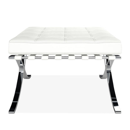 Pavilion Stool, White Italian Leather