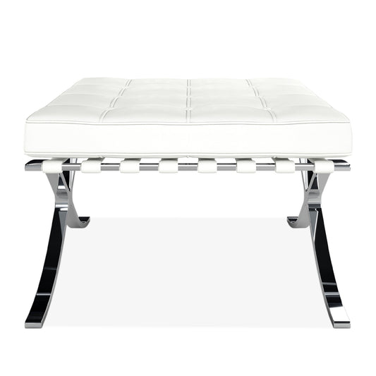 Pavilion Stool, White Italian Leather