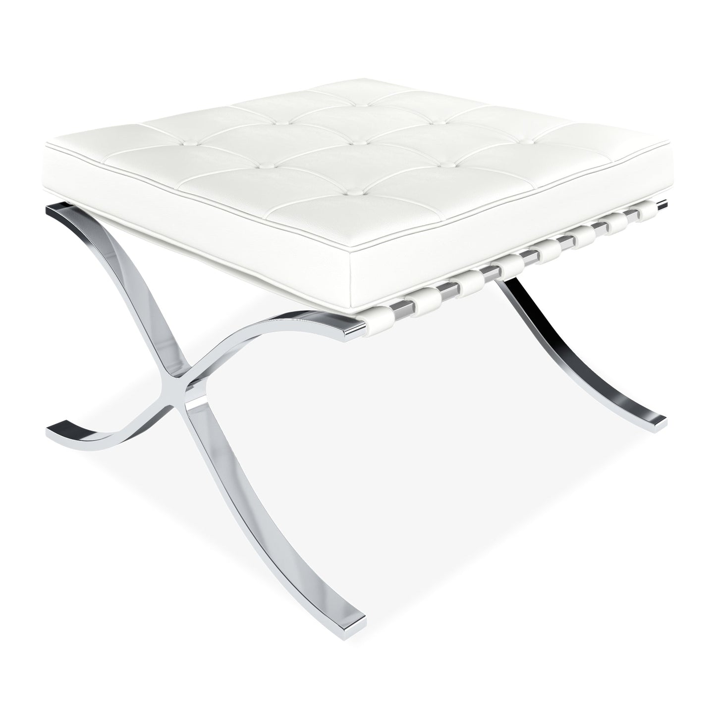 Pavilion Stool, White Italian Leather