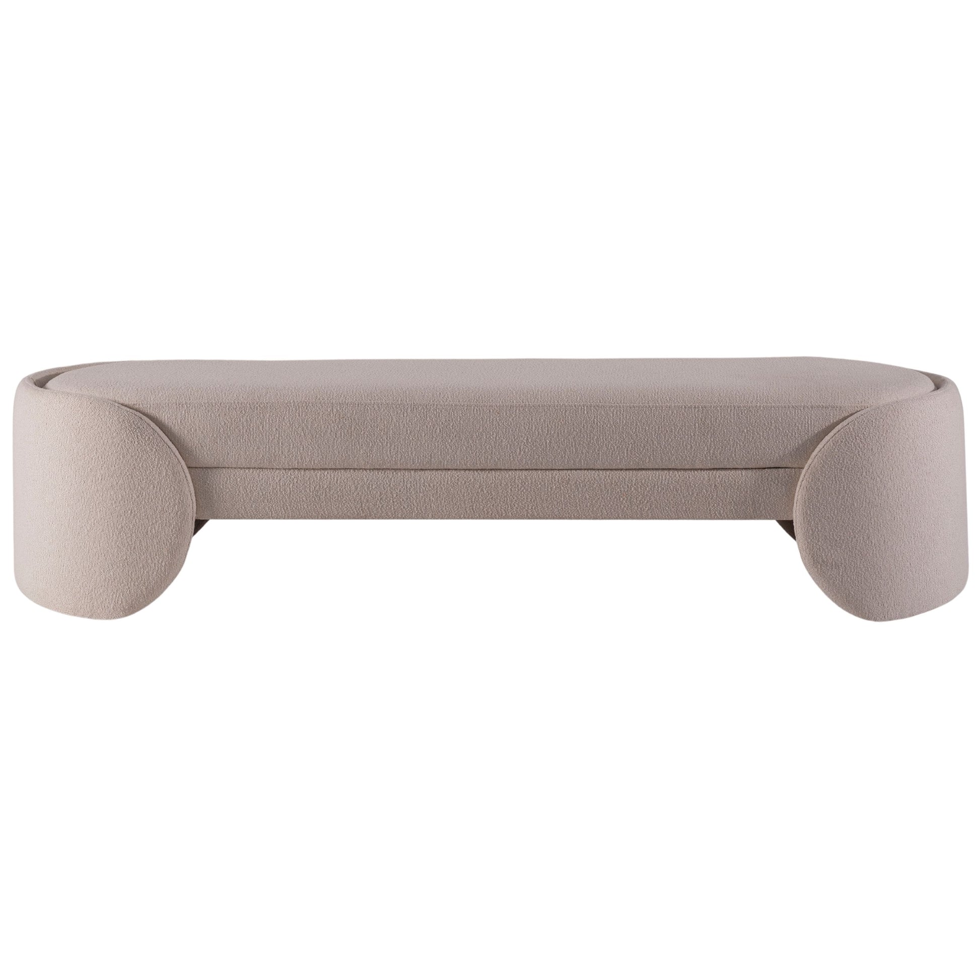 Rio Boucle Bench with textured upholstery and clean silhouette