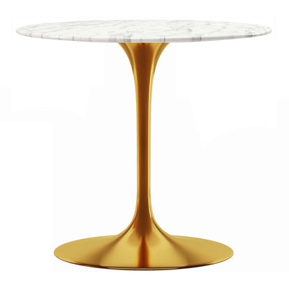 Tulip Marble Dining Table - 32" Round, Gold Base