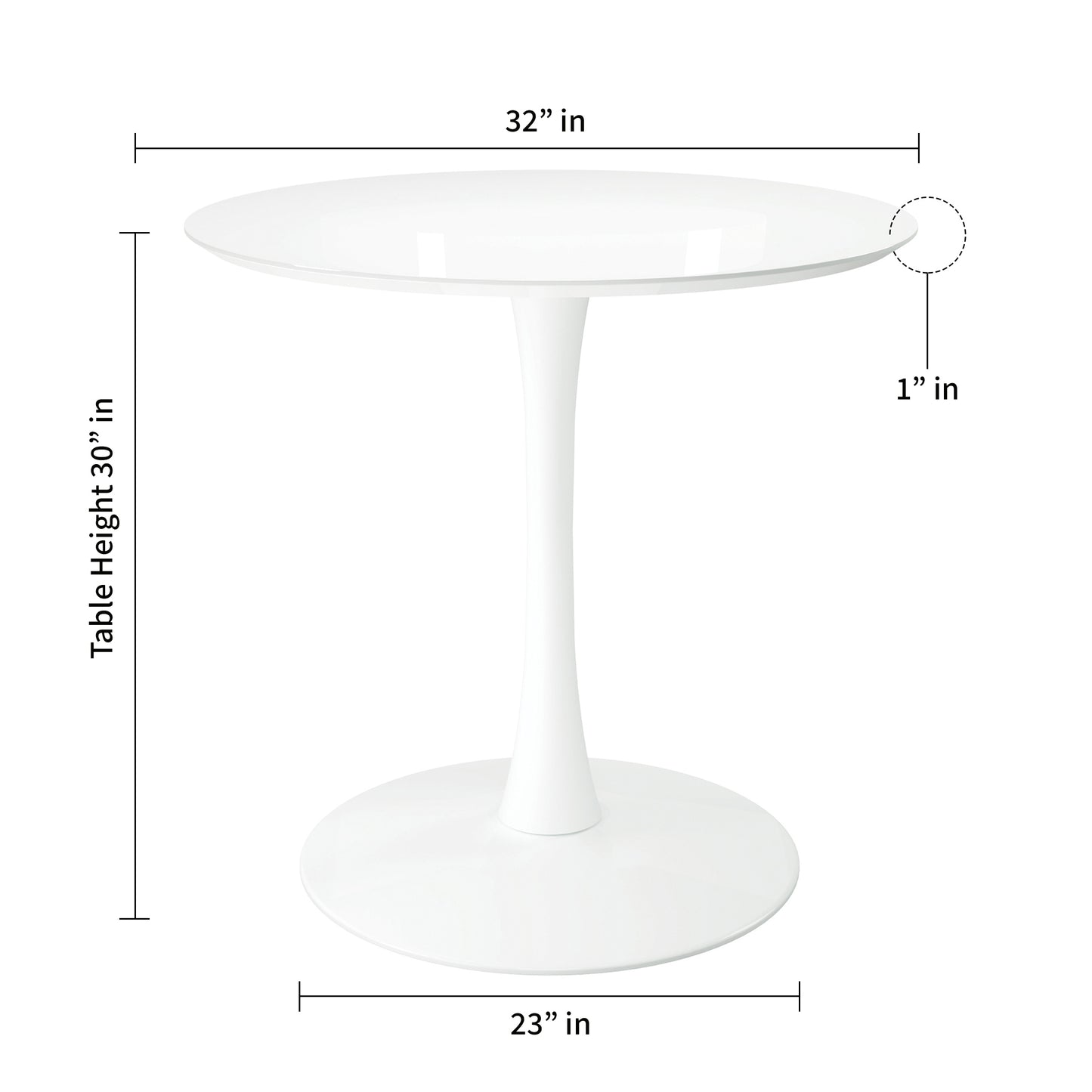 Tulip Wood Top Dining Table, 32" Round