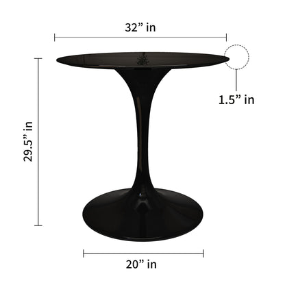Tulip Fiberglass Dining Table, 32" Round Black