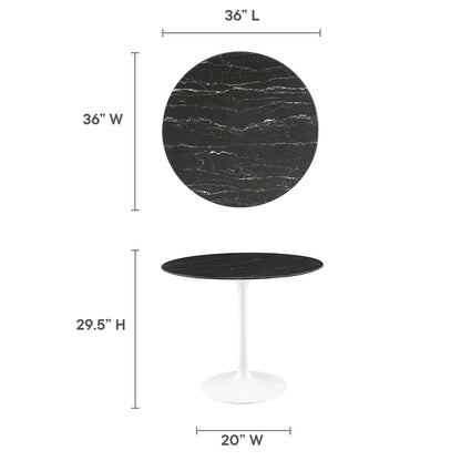 Tulip Marble Dining Table - 36" Round White Base
