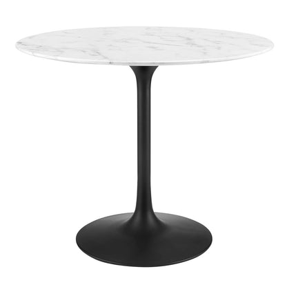 Tulip Marble Dining Table - 36" Round, Black Base