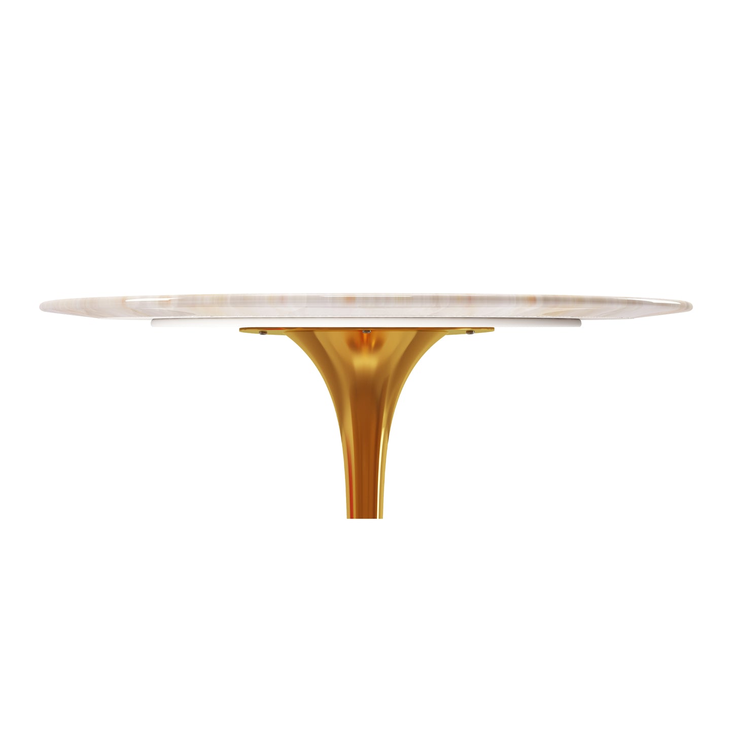 Tulip Onyx Marble Dining Table - 40" Round, Gold Base