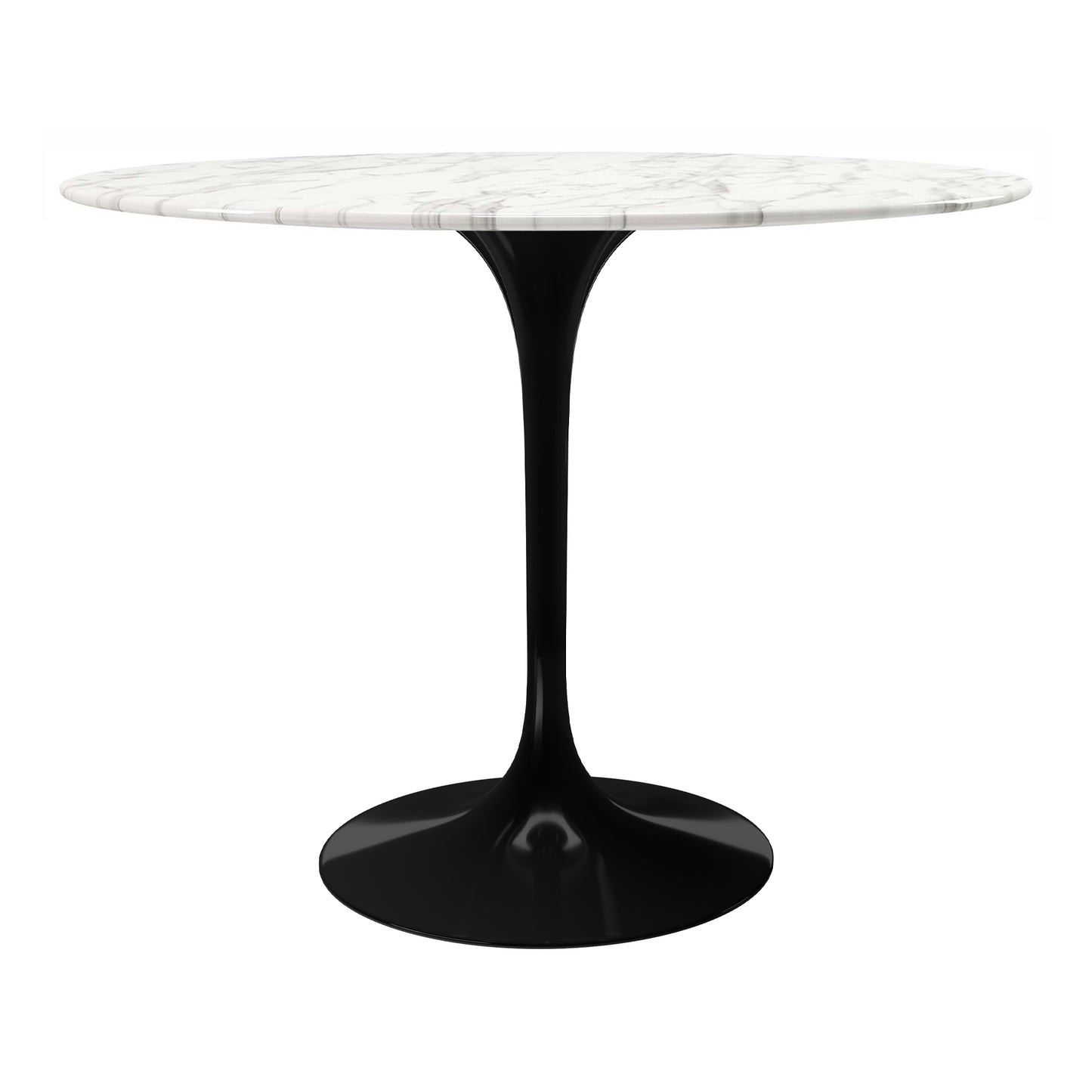 Tulip Marble Dining Table - 40" Round, Black Base