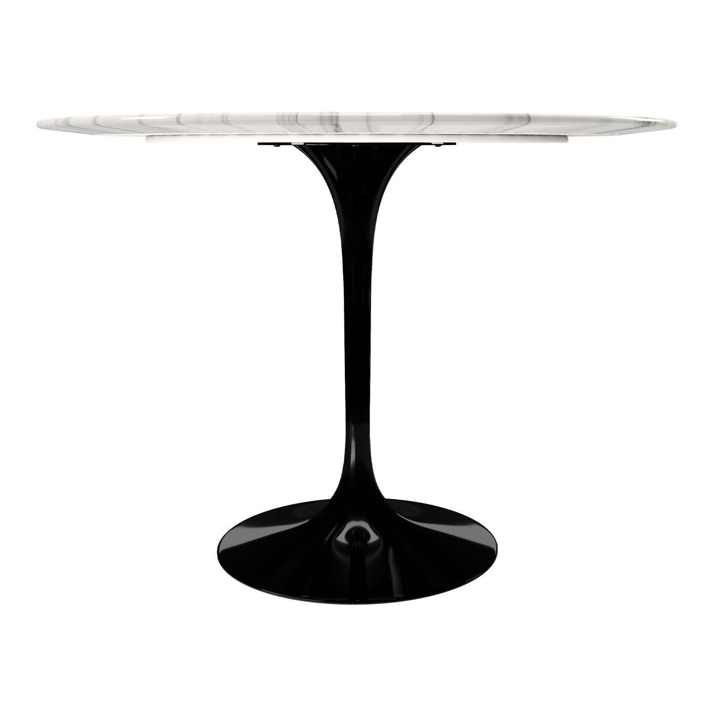 Tulip Marble Dining Table - 40" Round, Black Base