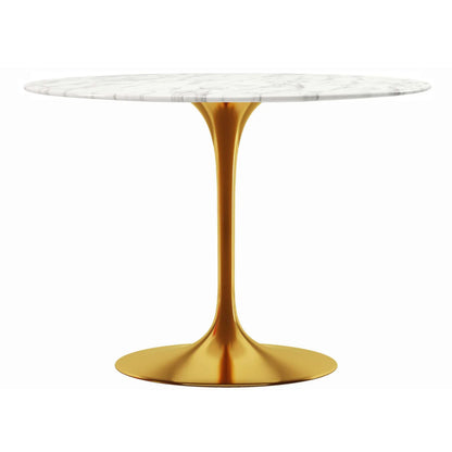 Tulip Marble Dining Table - 40" Round, Gold Base