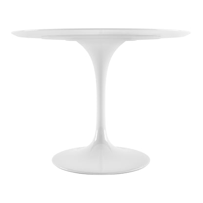 Tulip Fiberglass Dining Table, 42" Round White