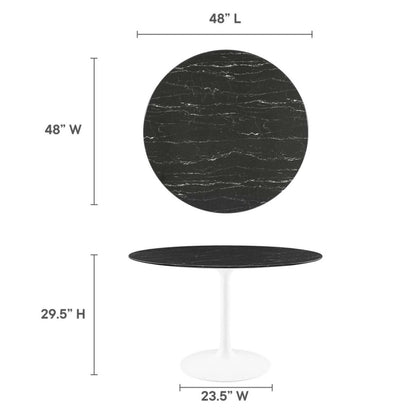Tulip Marble Dining Table - 48" Round White Base