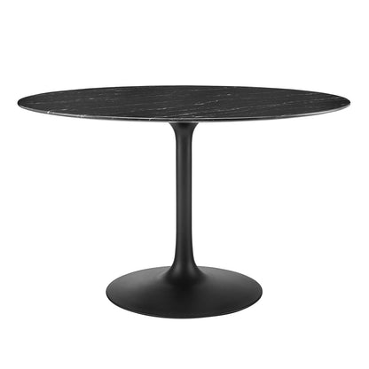 Tulip Marble Dining Table - 48" Round, Black