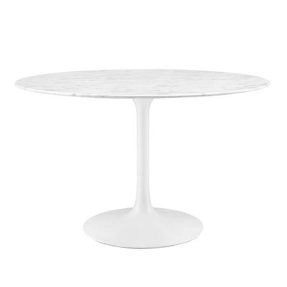 Tulip Marble Dining Table - 48" Round White