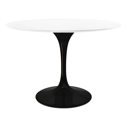Tulip Fiberglass Dining Table, 48" Round Black Base