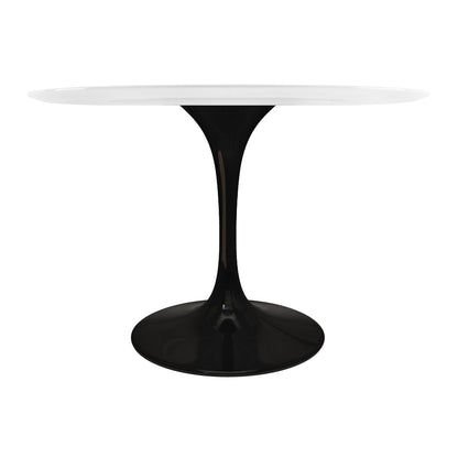 Tulip Fiberglass Dining Table, 48" Round Black Base