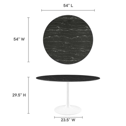 Tulip Marble Dining Table, 54" Round White Base