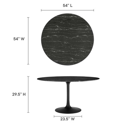 Tulip Marble Dining Table, 54" Round, Black